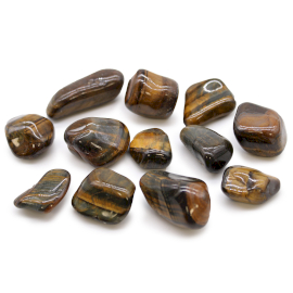 Bag of 12 Medium African Tumble Stones - Tigers Eye - Varigated (ATumbleM-20)