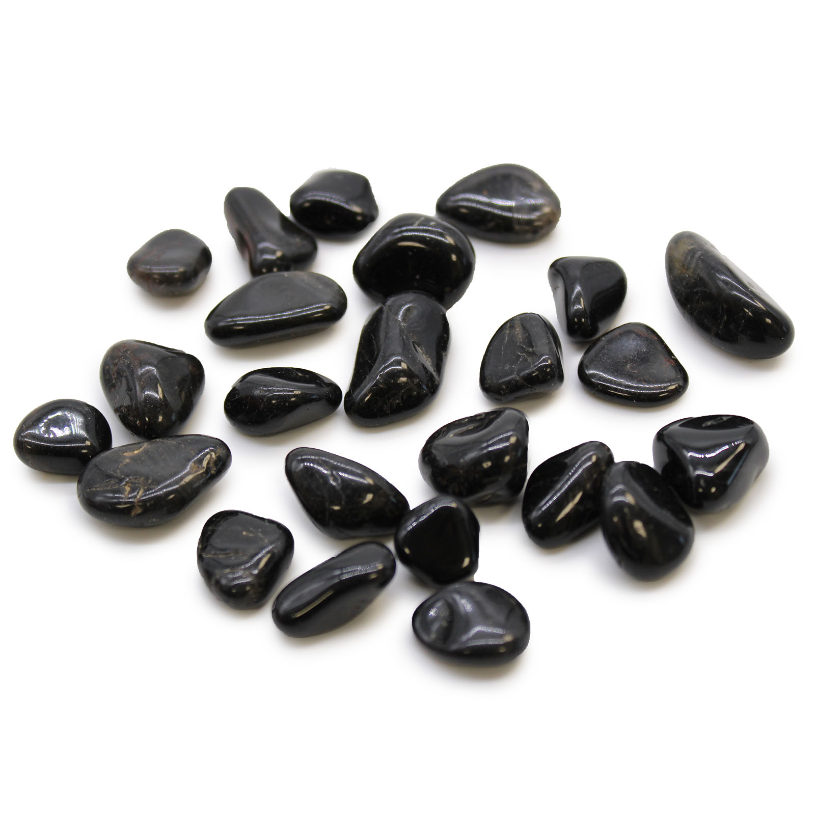Bag of 24 Small African Tumble Stones - Black Onyx (ATumbleS-13)