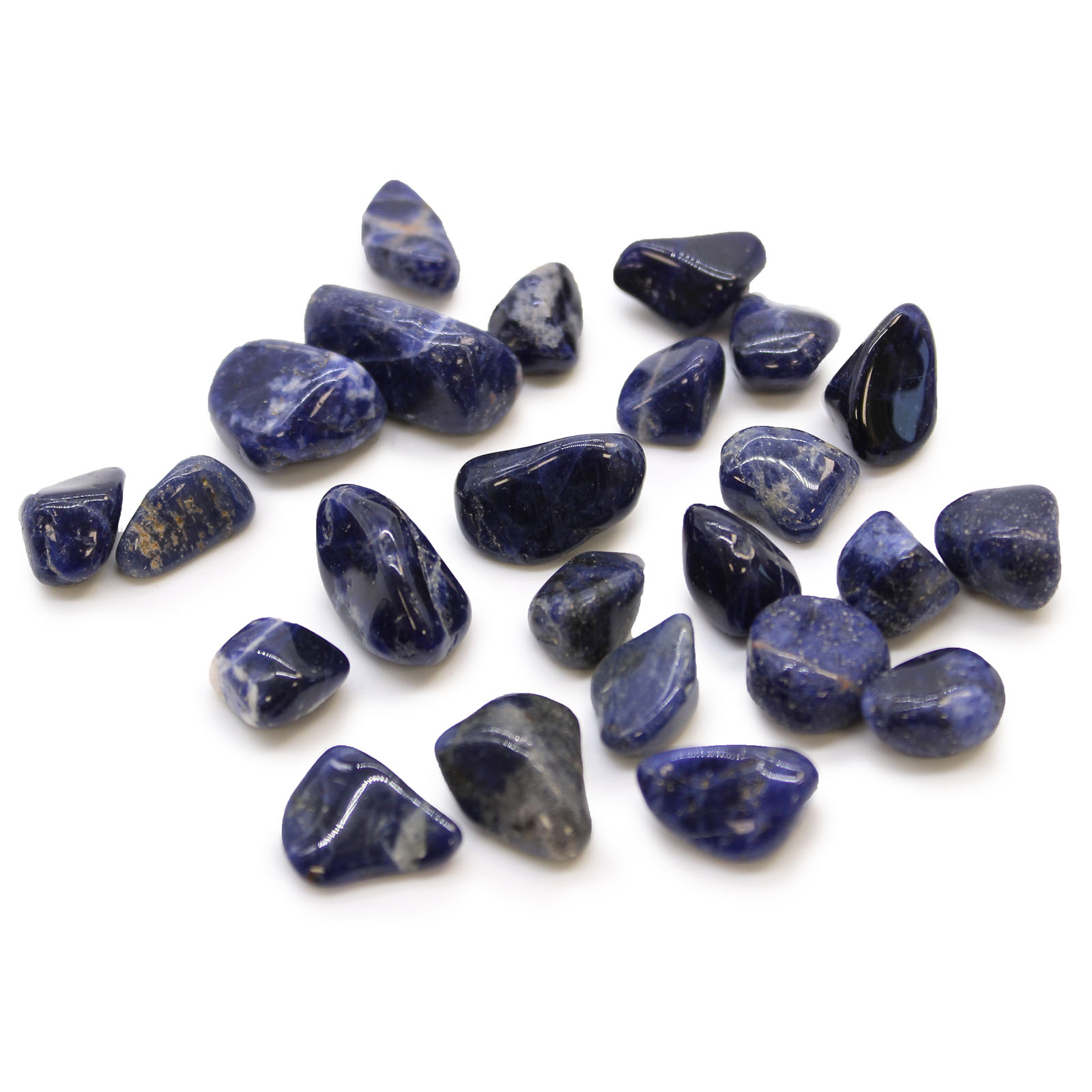 Bag of 24 Small African Tumble Stones - Sodalite - Pure Blue (ATumbleS-15)