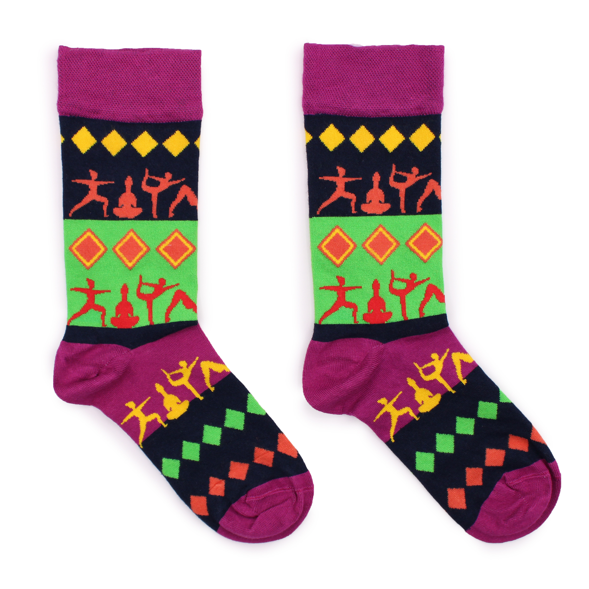 Hop Hare Bamboo Socks (41-46) - Yoga Poses  (BamS-03M)