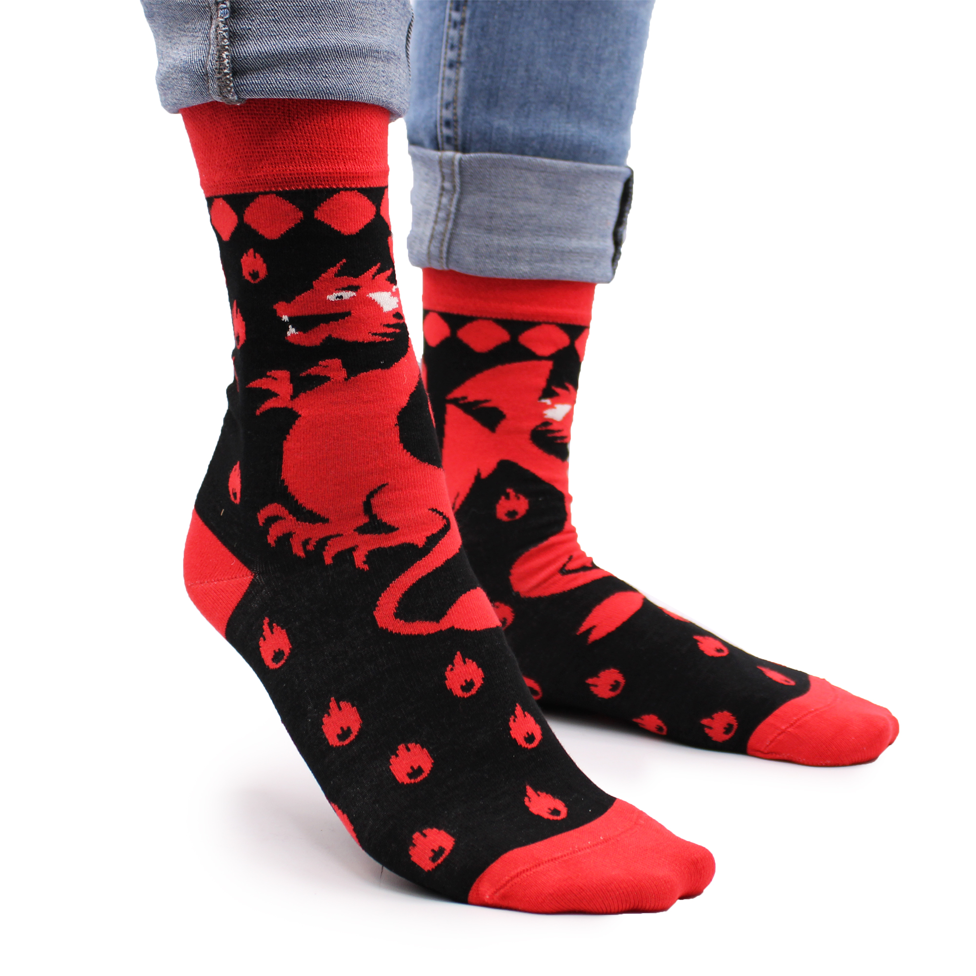 Hop Hare Bamboo Socks (36-40) - Red Dragons  (BamS-08F)
