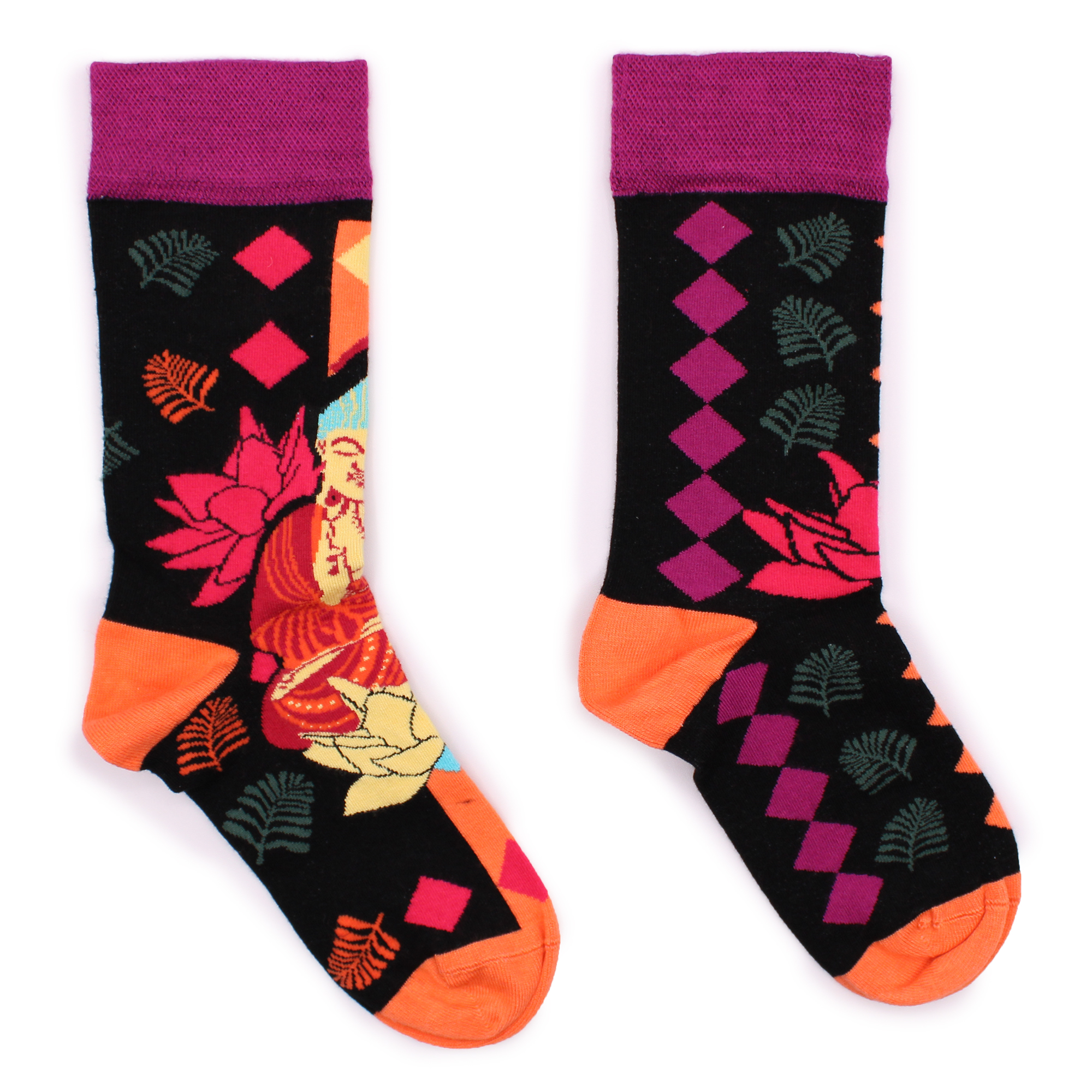 Hop Hare Bamboo Socks (41-46) - Pink Buddha & Lotus  (BamS-22M)