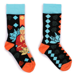 Hop Hare Bamboo Socks (41-46) - Blue Buddha & Lotus  (BamS-23M)