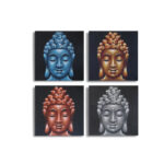 Set of 4 Buddha Heads Sand Detail 30x30cm  (BAP-15)