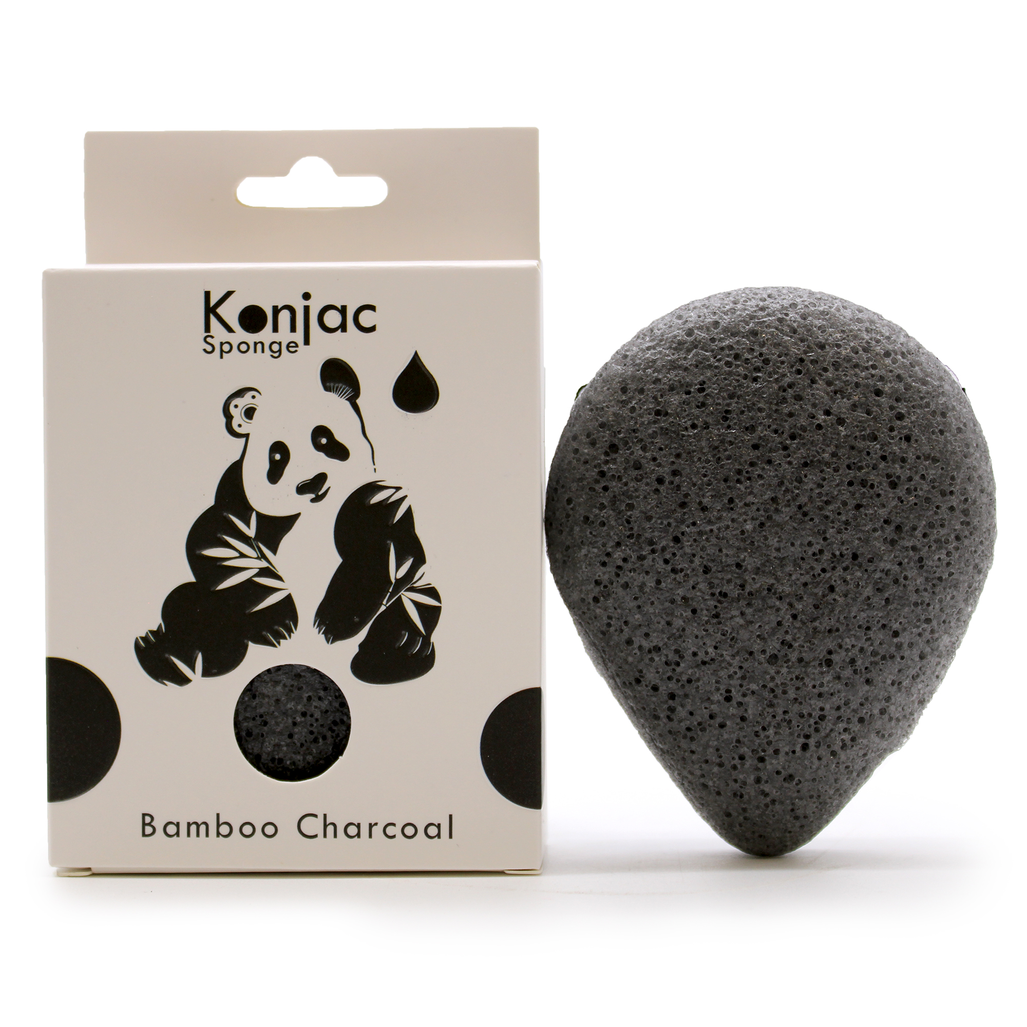 Teardrop Konjac Sponge - Bamboo Charcoal - Anti-bacterial  (TKong-01)