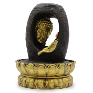 Tabletop Water Feature - 30cm - Golden Buddha & Vitarka Mudra  (WaterF-04)