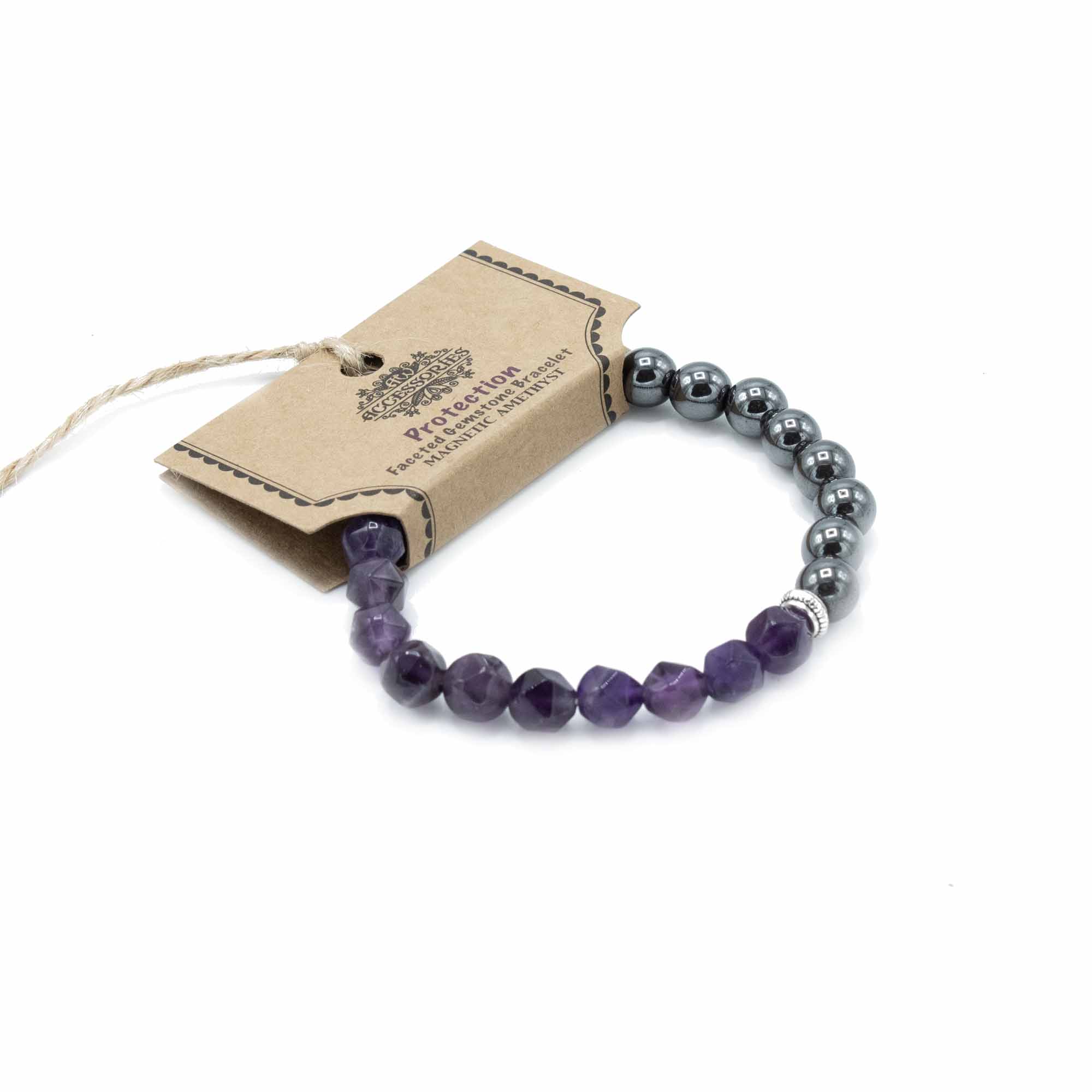 Faceted Gemstone Bracelet - Magnetic Amethyst  (FGemB-03)