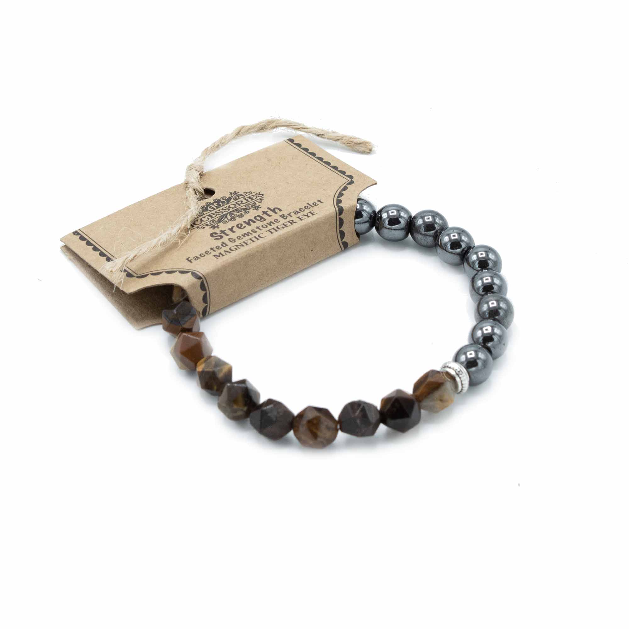 Faceted Gemstone Bracelet - Magnetic Tiger Eye (FGemB-04)