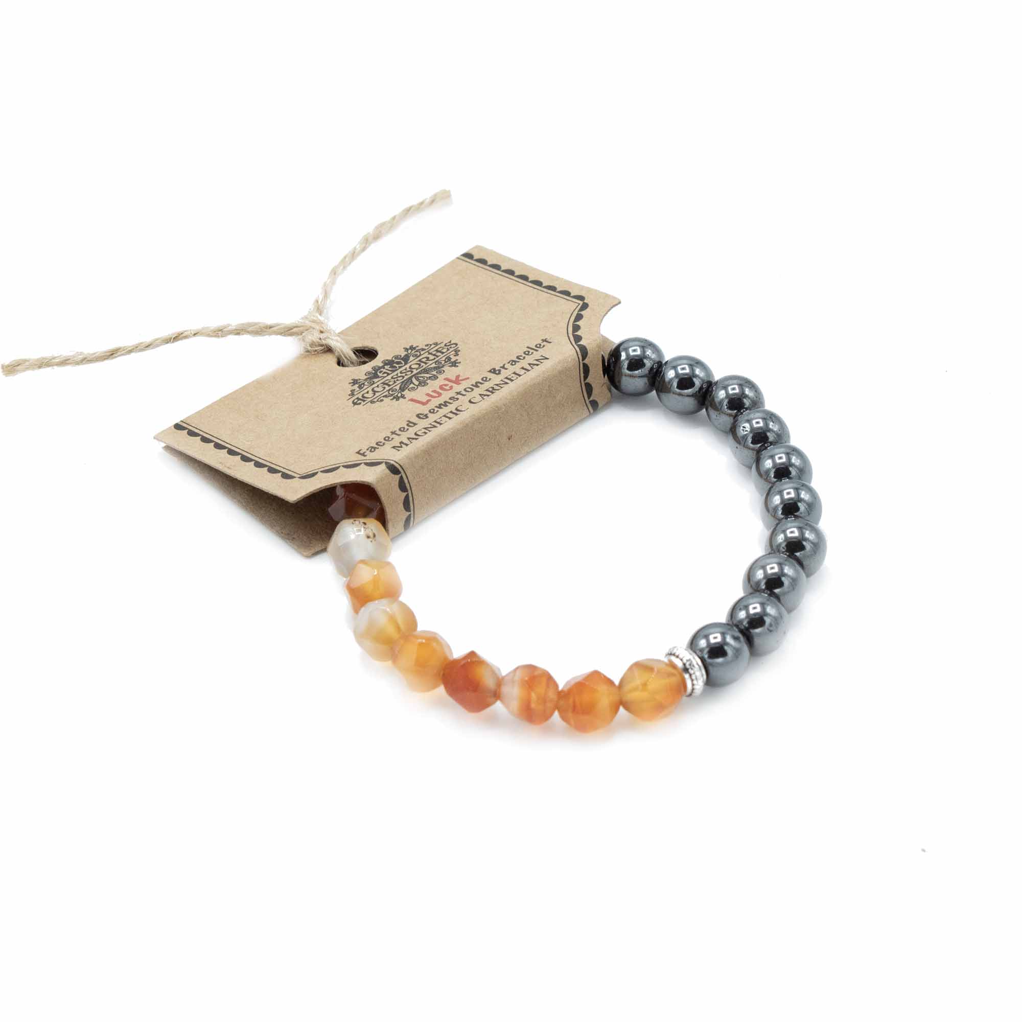 Faceted Gemstone Bracelet - Magnetic Carnelian (FGemB-07)