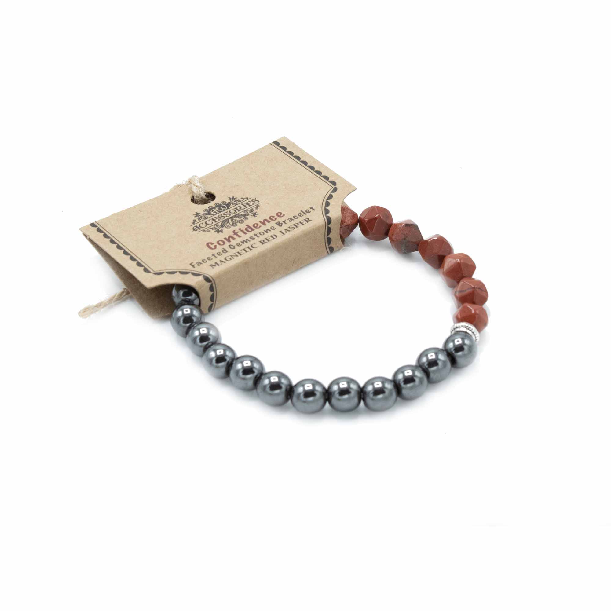 Faceted Gemstone Bracelet - Magnetic Red Jasper (FGemB-10)
