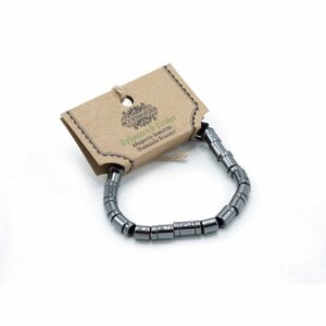 Magnetic Hematite Shamballa Bracelet -  Cylinders & Circles  (MHSB-06)