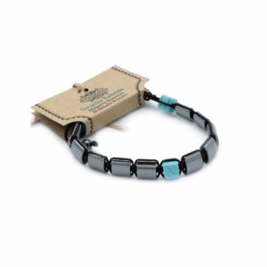 Magnetic Hematite Shamballa Bracelet - Turquoise Cuboids  (MHSB-09)