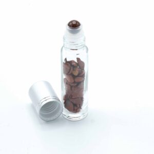 Gemstone Essential Oil Roller Bottle - Red Jasper - Silver Cap + Gemstone Roller Tip for 5ml Bottle - Red Jasper (CGRB-08)