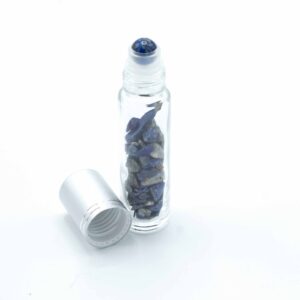 Gemstone Essential Oil Roller Bottle - Sodalite  - Silver Cap + Gemstone Roller Tip for 5ml Bottle - Sodalite  (CGRB-09)