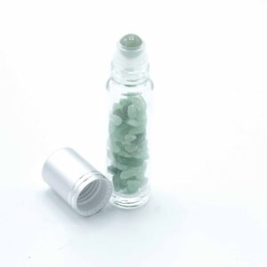 Gemstone Essential Oil Roller Bottle - Aventurine - Silver Cap + Gemstone Roller Tip for 5ml Bottle - Aventurine  (CGRB-11)