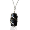 Cascade Wrapped Gemstone Necklace - Rough Black Onyx  (IGJ-14)