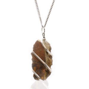 Cascade Wrapped Gemstone Necklace - Rough Tiger Eye (IGJ-12)