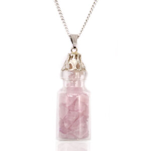 Bottled Gemstones Necklace - Rose Quartz  (IGJ-16)