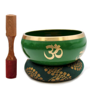 Lrg Tree of Life Singing Bowl Set- Green 14cm  (TIB-95)