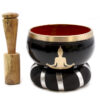 Buddha Singing Bowl Set- Black/Orange 10.7cm  (TIB-92)