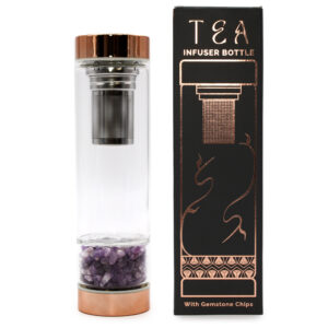Crystal Glass Tea Infuser Bottle - Rose Gold - Amethyst (CGTIB-01)
