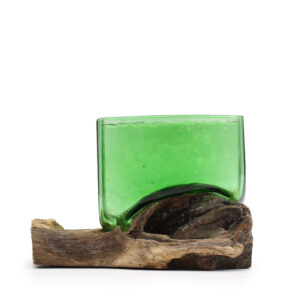 Recycled Beer Bottles - Square Bowl on Wood  (RBB-04)