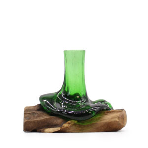 Recycled Beer Bottles - Mini Flower Vase on Wood  (RBB-07)
