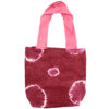 Natural Tye-Dye Cotton Bag (8oz) - 38x42x12cm - Maroon Rings - Pink Handle  (NTDB-06)