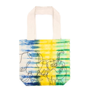 Tye-Dye Cotton Bag (6oz) - 38x42x12cm - Elephants - Multi - Natural Handle  (TDB-06)