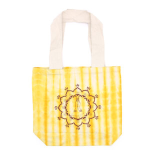 Tye-Dye Cotton Bag (6oz) - 38x42x12cm -  Namaste Hands - Yellow - Natural Handle  (TDB-09)