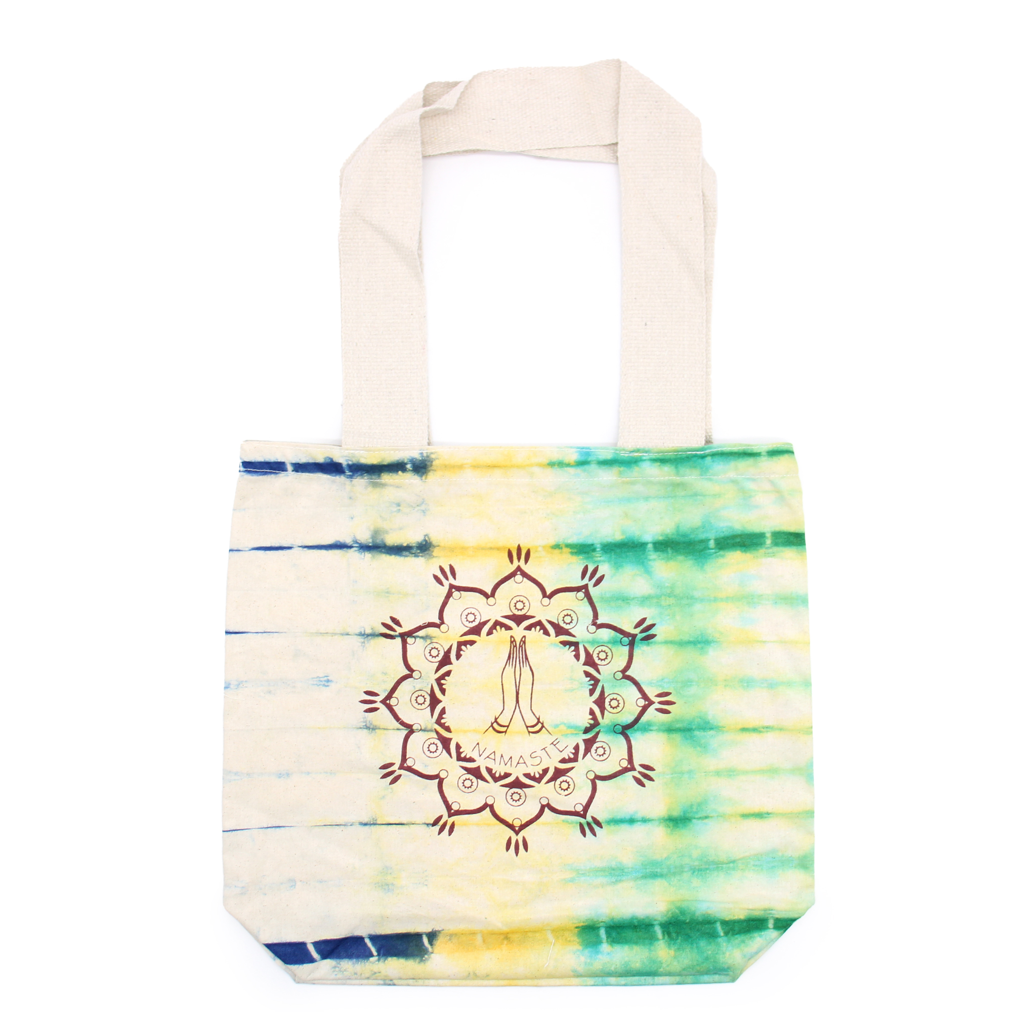 Tye-Dye Cotton Bag (6oz) - 38x42x12cm - Namaste Hands - Multi - Natural Handle (TDB-10)