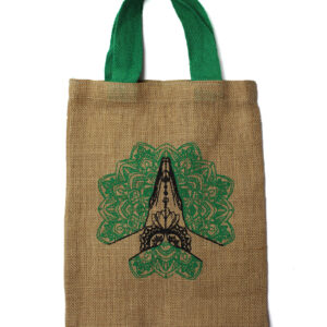 Jute Tote Bag - Mystic designs - Namaste  (JSB-02b)