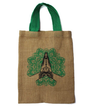 Jute Tote Bag - Mystic designs - Namaste  (JSB-02b)