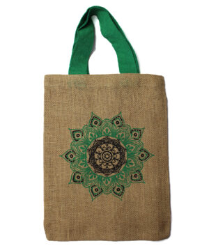 Jute Tote Bag - Mystic designs - Mandala Rose  (JSB-02c)