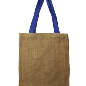 Large Jute Tote Bag - Blue Colour Handle  (JSB-03e)