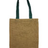 Large Jute Tote Bag - Green Colour Handle  (JSB-03d)
