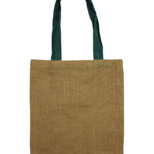 Large Jute Tote Bag - Green Colour Handle  (JSB-03d)