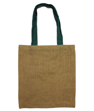 Large Jute Tote Bag - Green Colour Handle  (JSB-03d)