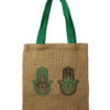 Large Jute Tote Bag Mystic Designs - Hamsa  (JSB-04c)