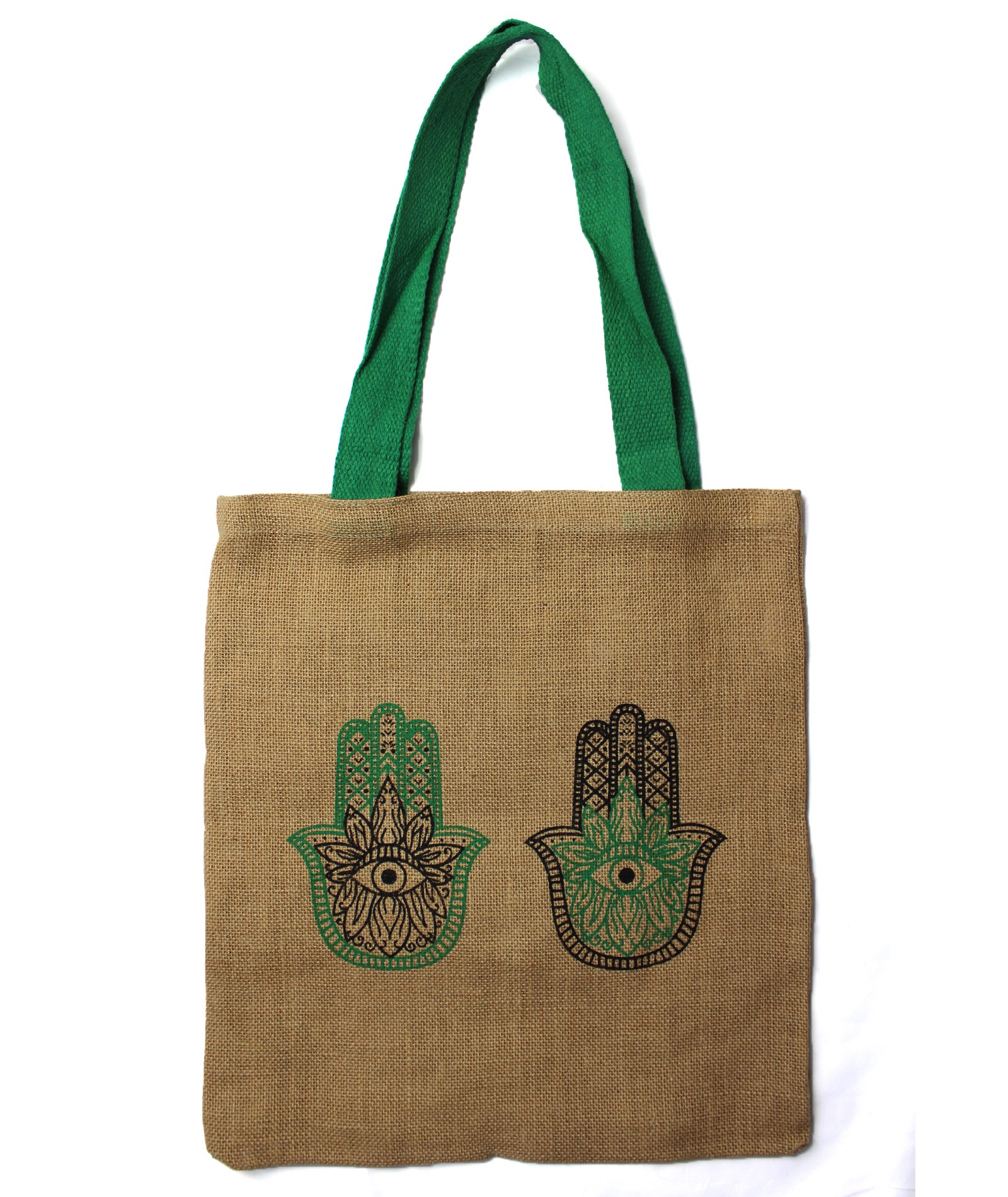 Large Jute Tote Bag Mystic Designs - Hamsa (JSB-04c)