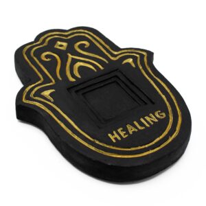 Healling Incense Plate - Black & Gold Lava-Stone (HIPP-03)