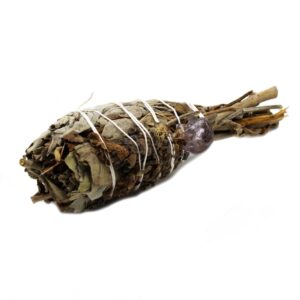 Smudge Stick - Spiritual Healing Sage Torch  (amethyst) 10 cms  (SmudgeS-57)