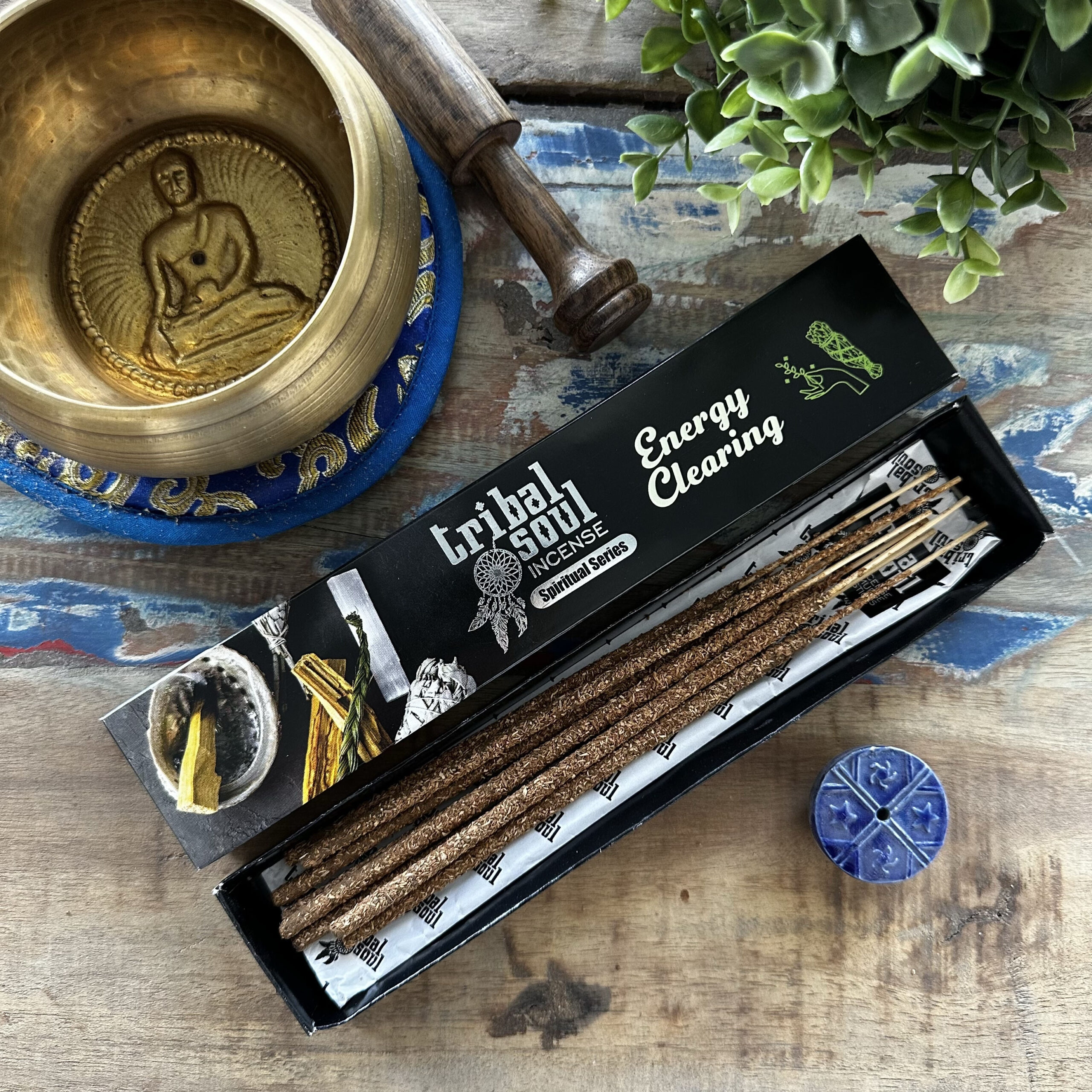 Tribal Soul Spiritual Incense Sticks and Ceramic Holder - Energy Clearing (TribalRi-04)