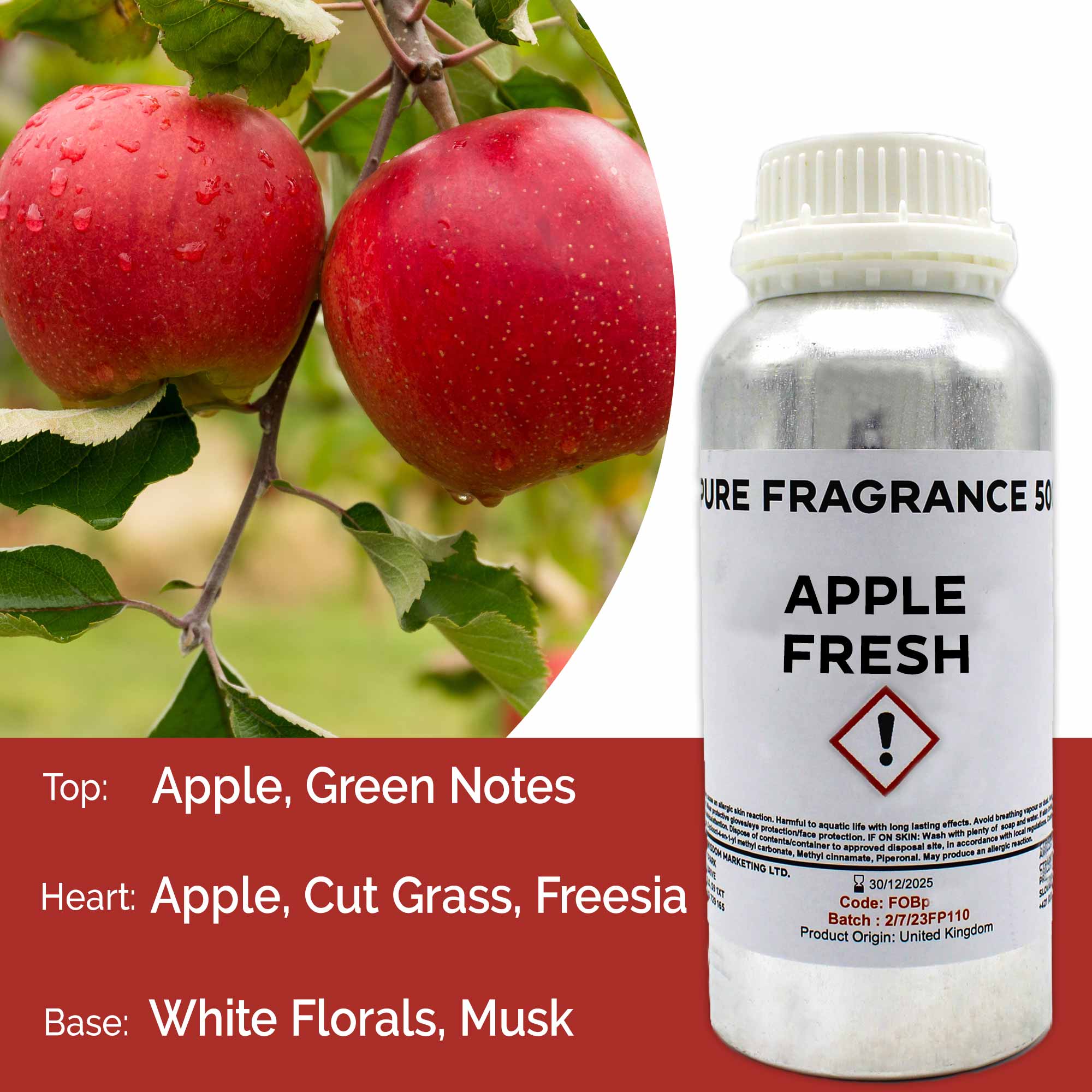 Apple-Fresh Pure Fragrance Oil - 500ml (FOBp-04)