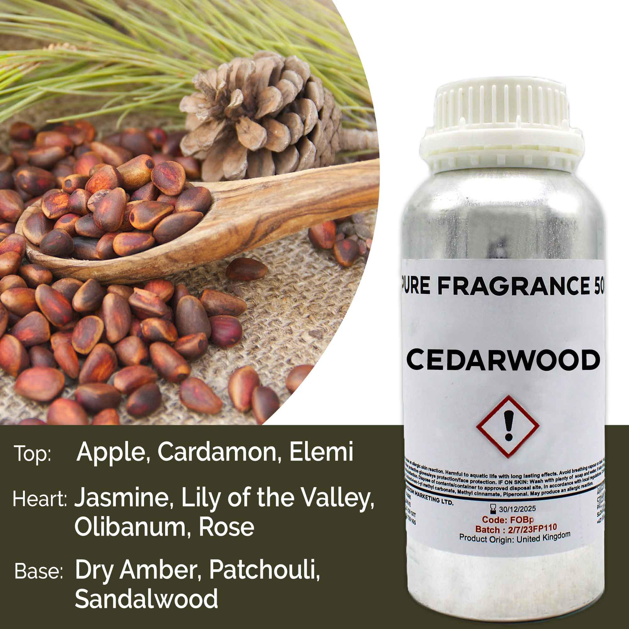 Cedarwood Pure Fragrance Oil - 500ml (FOBp-15)