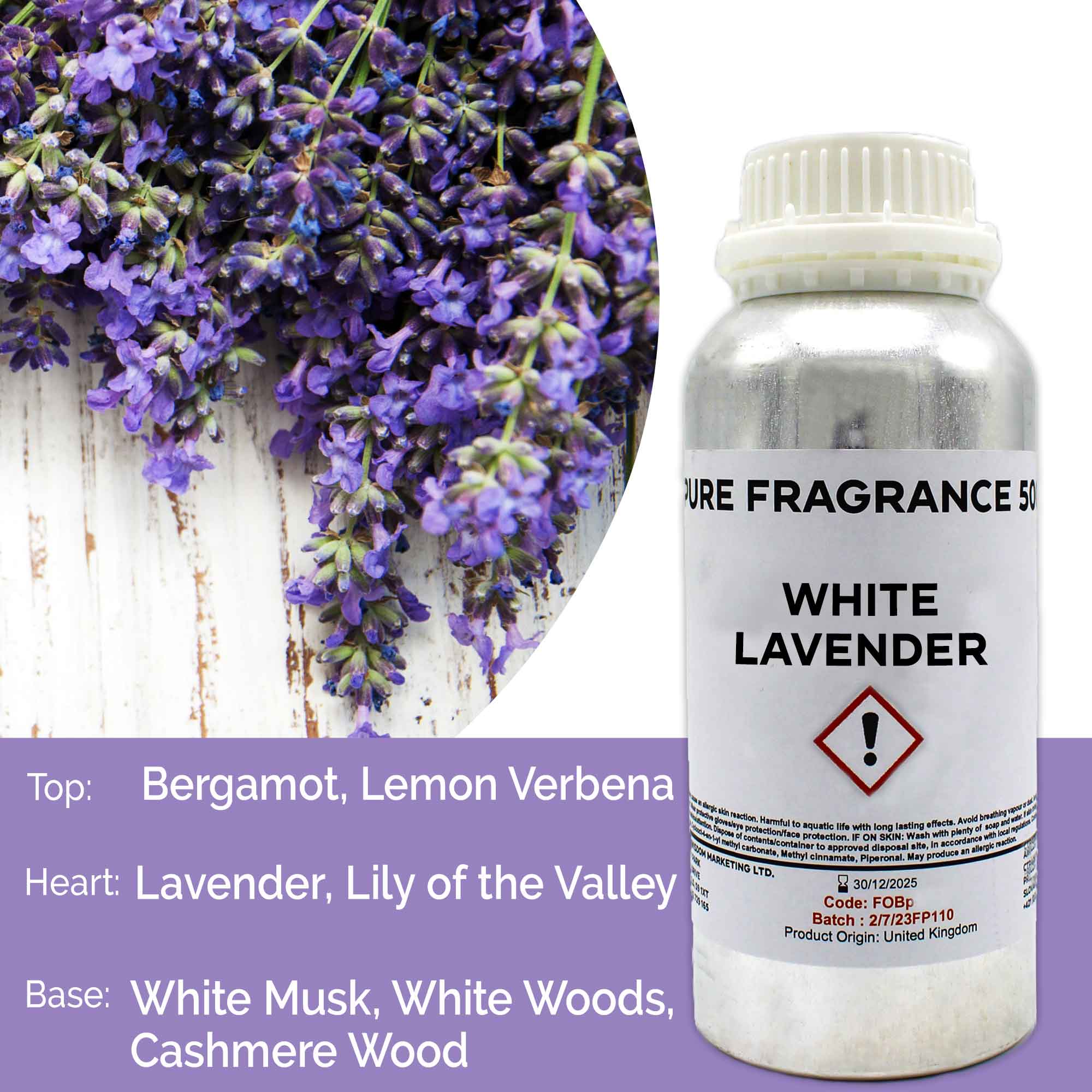 White Lavender Pure Fragrance Oil - 500ml  (FOBp-123)