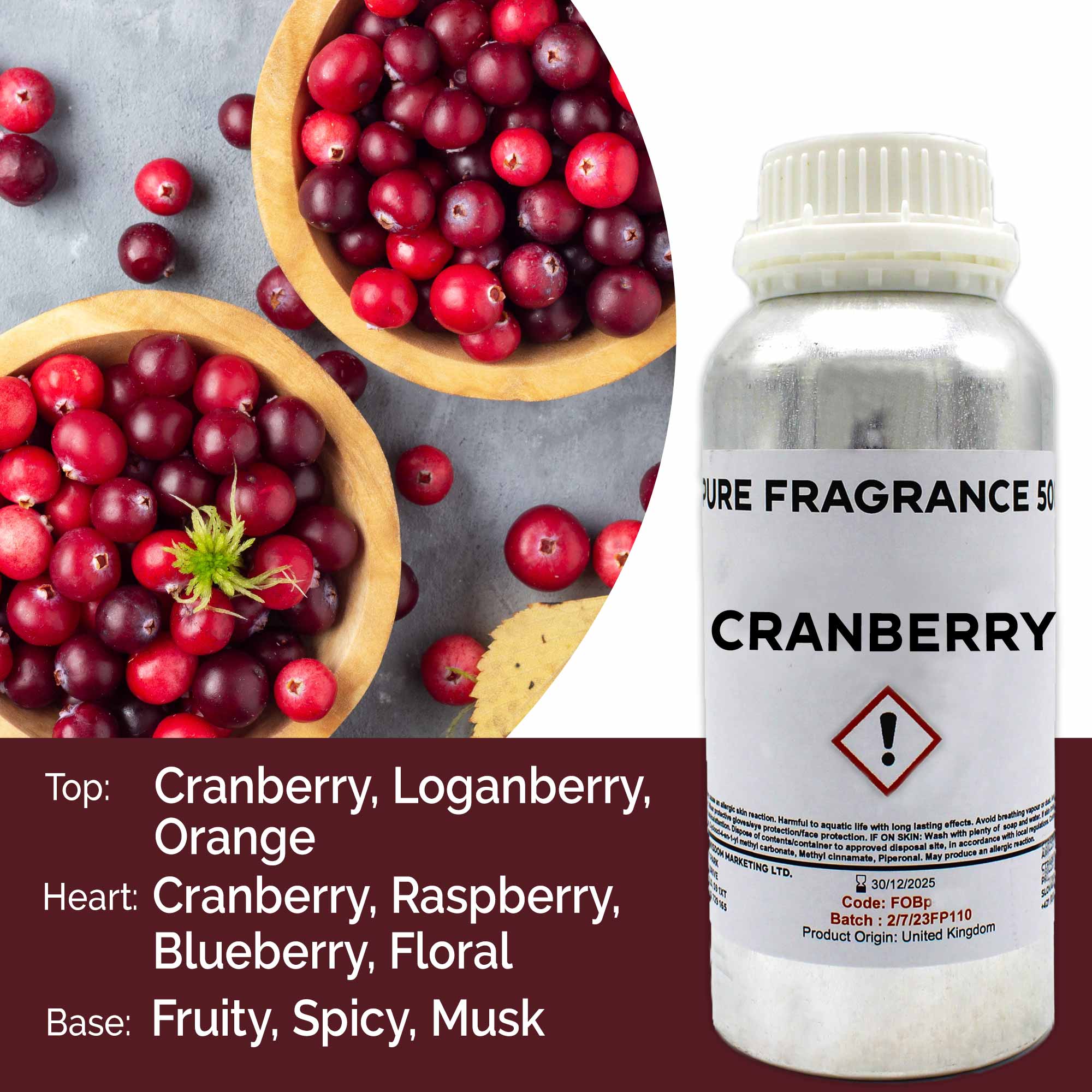 Cranberry Pure Fragrance Oil - 500ml (FOBP-151)