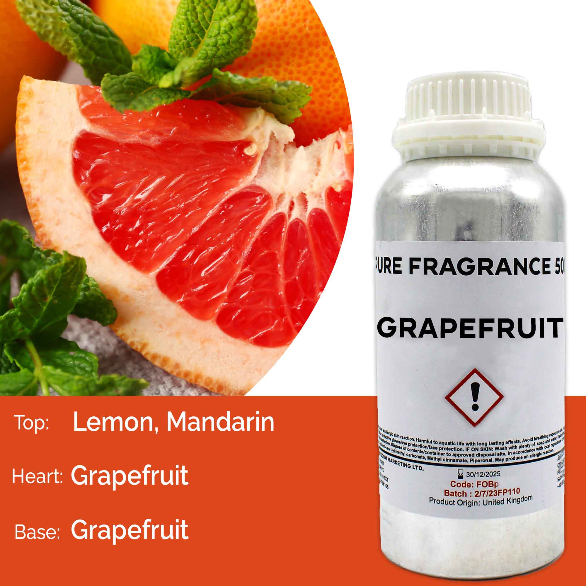 Grapefruit Pure Fragrance Oil - 500ml  (FOBP-165)