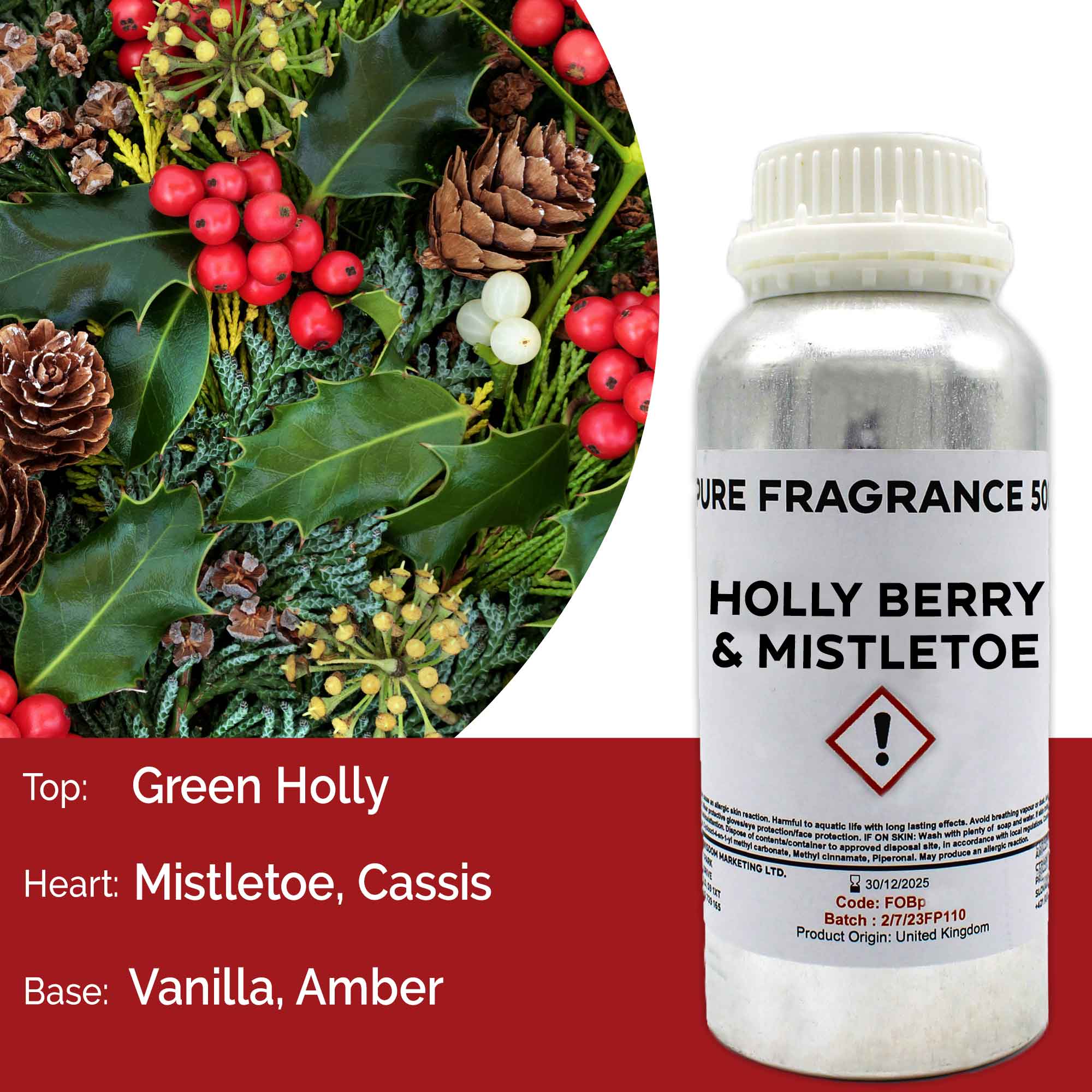 Holly Berry & Mistletoe Pure Fragrance Oil - 500ml  (FOBP-168)