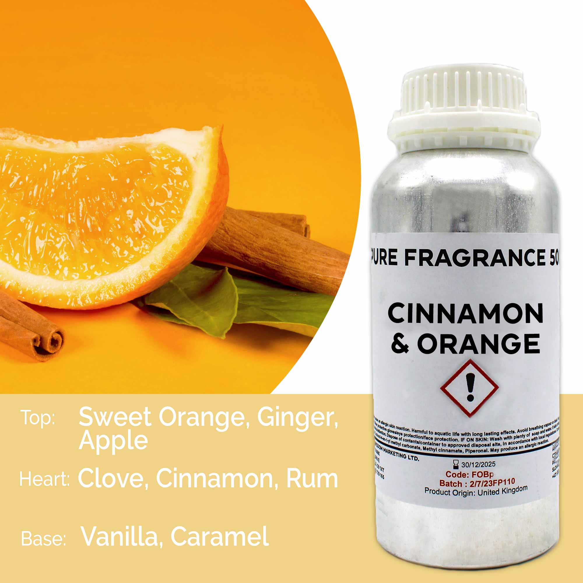 Cinnamon & Orange Pure Fragrance Oil - 500ml (FOBp-22)